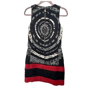 Desigual Womens Dress Graphic Circle 38 Black Red Shift Mini Y2K